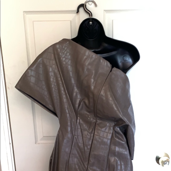 ASOS DESIGN croc pu fallen shoulder mini dress - Picture 2 of 5